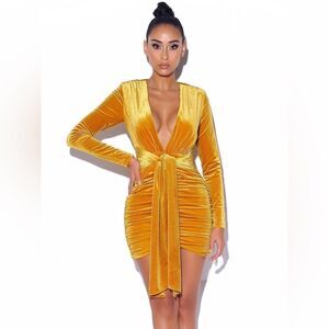 Miss Circle New York Infinite Love Deep V Velvet Dress With Strap